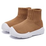 MORENDL Baby Sock Shoes Toddler Walking Shoes Non-Slip Sneakers Boys & Girls Infant Slippers Brown 12-15 Months