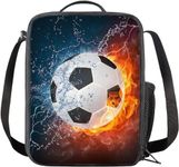 Football Lunch Box Bag Boys Girls 3D Football Insulated Lunch Bag Kids Reusable Cooler Warm Tote Football Lunch Box with Drink Bottle Holder for School Picnic Travel Hiking Camping (Football01)