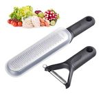 Bagonia Lemon Zester & Cheese Grater with Protective Cover And Peeler for kitchen – Premium Stainless Steel - A Sharp Kitchen Tool for Lemon, Ginger, Garlic, Nutmeg, Chocolate, Vegetables, Fruits, Dishwasher Safe, Black