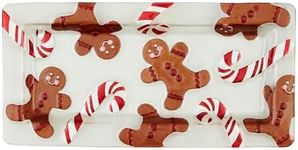 Mud Pie Glass Gingerbread PLATTERS & Trays, 7 1/4" x 15", MULTI