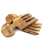 A&M Natural Living Wooden Salad Servers Set, 2pc Salad Server Set, Wooden Kitchen Utensil, Eco Friendly Acacia Wood Salad Mixing Serving Wooden Tongs