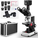 [Dual Power Supply] Vabiooth Lab Compound 5MP Camera Trinocular Microscopes 40X-2500X Magnification with Free Software-Capturing Image, Recording Video, Measuring Lengths, Ultra Wide-Field Eyepieces