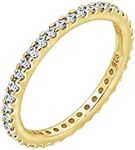 Amazon Collection Yellow Gold-Plated Sterling Silver Infinite Elements Cubic Zirconia Clear Round Cut Eternity Band Ring, Size 7