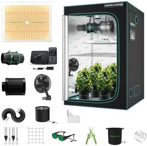 MARS HYDRO 4x4 Grow Tent Kit with Smart Controller 43,300W TSW2000 LED Dimmable Grow Light,48"x48"x80" 1680D High Reflective Mylar,6 inch Customized Ventilation System,10 Speed Clip Fan