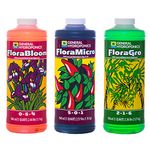General Hydroponics Flora Grow, Bloom, Micro Combo Fertilizer, 1 quart each
