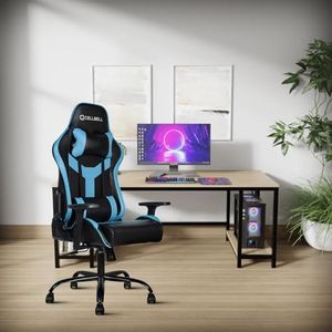 CELLBELL Transformer Lite Gaming Chair – Ergonomic High Back Racing Style Gamer Chair, 1D Adjustable Armrest, Tilt Mechanism, Leather Reclining Office Chair (Blue) – 3-Year Brand Warranty