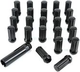 M14x1.5 Lug Nuts, Wheel Accessories Parts Set of 24 Black Locking Lug Nuts with 7 Spline Lug Nut Key,14x1.5 Lug Nuts for Chevy, GMC, Cadillac,Ford F150 F250, Toyota Tacoma/Tundra/Camry