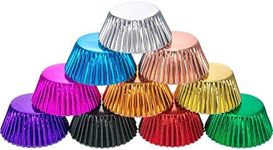 200 Pieces Sumind Foil Cupcake Liners Standard Size Metallic Cupcake Liners Paper Baking Cups Muffin Case Decoration Cups, 10 Colors