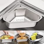 Stainless Steel Sink Strainer Basket Kitchen Triangle Sink Drainer Basket for Sink Food Strainer or Storage Rack, Kitchen Sink Organizer