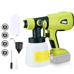 Cordless Paint Sprayer Compatible With Ryobi 18V ONE +, Handheld HVLP Wireless Electric Spray Gun Battery powered 1000Ml 3 Nozzles 3 Patterns For Walls, Celling, Fences Decking sheds (NO Battery)