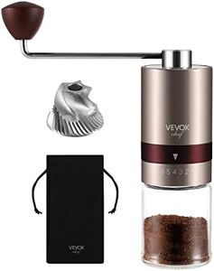 Manual Coffee Grinder VEVOK CHEF Stainless Steel Burr Mill Coffee Grinder with Portable Bag Adjustable Setting Compact Gold Hand Coffee Grinder Ultra Fine for Espresso Capacity 20g,Camping, Travel