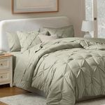 Nestl Full Size Comforter Set 7 Piece - Pinch Pleated Bedding Sets Full Light Sage, All Season Bed in a Bag Full Size Bed Set, Full Size Bed Sheets and Comforter Set with Pillowcases and Shams