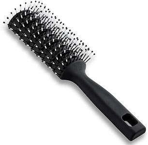 Detangling Brush Vent Hair brush for Blow Drying, Styling Brush Vented Hair Brush for Men and Women, Mens Ventd Hair Brush with Ball Tipped Bristles For Wet Short Curly Straight Hair Blow (Black)