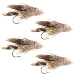 The Fly Fishing Place Muddler Minnow Fly Fishing Flies - Classic Bass and Trout Streamers - Set of 4 Flies Hook Size 6