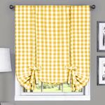 Achim Home Furnishings Buffalo Check Window Curtain Tie Up Shade, 42" x 63", Yellow & White, Polyester Blend, 42 in x 63 in