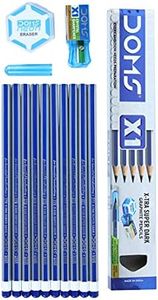 DOMS X1 Xtra Super Dark Pencils Box Pack|Hexagonal Shape For Easy Holding&Comfort|Free Eraser|Scale&Pencil Cap Inside|Dark&Neat Handwriting|Pack Of 10 Pencils|Black