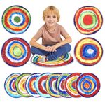 HiiARug Carpet Circles Kids Rug 16Inch Rainbow Crazy Carpet Circle Seats Preschool Classroom Accessories 12pcs Round Carpet Seats Group Activity Spots Marker for Classroom Kindergarden Playroom