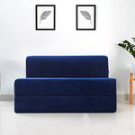 uberlyfe 2 Seater Sofa Cum Bed | Chenille Fabric Washable Cover | Dotted Blue | 4' X 6' Feet