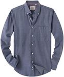 Alimens & Gentle Men's Solid Oxford Shirt Long Sleeve Button Down Shirts with Pocket, Navy-webbing, Large