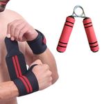 Quality Picks- Weight Lifting Wrist Support with Thumb Loop Strap for Gym- Made of Velcro and Elastic Wrist Band for Men & Women+ V- shape Hand Gripper Wrist Exerciser Fitness Foam Hand Grip for Gym