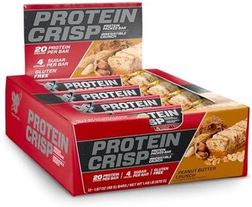 BSN Protein Crisp Bar, Protein Snack Bars, Crunch Bars with Whey Protein and Fiber, Gluten Free, Peanut Butter Crunch, 12 Count (Packaging May Vary)