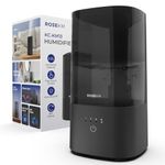 Rosekm Humidifiers for Bedroom, Cool Mist Humidifier for Home Plant and Baby Nursery, Quiet Ultrasonic Humidifier with 360° Nozzle, Auto Shut-Off, Filterless, Black