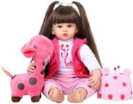 Reborn Baby Dolls 24 Inch - Realistic Baby Doll Toddler Girl with Long Hair Weighted Lifelike Baby Vinyl Limbs & Soft Cloth Body Feeding Kit Toys Birth Certificate Accessories Gifts for Kids Age 3+