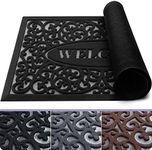 ubdyo Welcome Mat Outdoor - Non-Slip Absorbent Outdoor Mat - Low Profile Door Mat Outside Entrance - Rubber Outdoor Mats for Front Door - Outdoor Doormats for Outdoor Entrance Home (30” x 17”, Black)