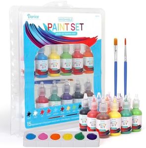 Darice Washable Tempera Paint for Kid, 12 Colors - Non-Toxic Kids Paint with Brushes & Pallete in a reusable Storage Case - Great for Art Projects, Crafts, and Classroom Paint Set, 1oz Paint Bottles