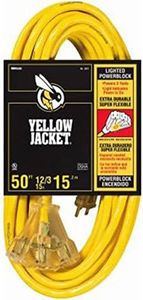 Yellow Jacket 2827 12/3 Heavy-Duty 15-Amp SJTW Contractor Extension Cord with Lighted Power Block, 50-Feet