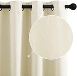 StangH Extra Long Blackout Curtains Silver Line Dots Pattern Thermal Insulated Room Darkening Curtains for Living Room Large Window, W52 x L95 inches, Cream Beige, 2 Panels