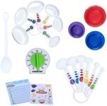 Curious Chef 17-Piece Cookware for Kids, Measure & Prep Kit, Dishwasher Safe Tools, Made with BPA-Free Plastic, Includes Real Utensils - Measuring Cups, Spoons, Bowl Set, Kitchen Timer & More