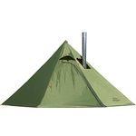 Preself Upgraded 3 Person Lightweight Tipi Hot Tent with Fire Retardant Stove Jack for Flue Pipes Teepee Tents for Family Team Outdoor Backpacking Camping Hiking (Olive)