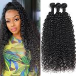 Water Wave Bundles 20 22 24 Inch Human Hair Bundles Unprocessed 10A Brazilian Virgin Human Hair Weft Weave Bundles Human Hair Extension Bundles for Women Natural Black