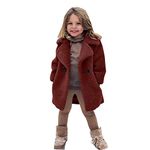 liangp Warehouse Deals Clearance Girls Teddy Fleece Trench Coat Warm Coat Toddler Baby Jacket Outerwear Winter Kids Thicken Coat&Jacket Girls Padded Windbreaker Solid Outfit Wine