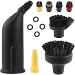 Wiseten Round Brush Set and Mouthpiece Nozzle for Kärcher Steam Cleaner Accessories SC1 SC2 SC3 SC4 SC5, Black Extended Nozzle, Large Round Brush Replacement Parts with 4 Small Round Brushes