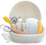Banneton Bread Proofing Basket, IKOCO Sourdough Starter Kit include 9 Inch Round & 10 Inch Oval Sourdough Proofing Baskets, Dough Scraper, Linen Liners and Storage Bag