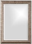 Howard Elliott Malia Hanging Large Rectangular Wall Mirror, Etched Wood Frame, Home Décor Framed Vanity Mirrors for Living Room, Entryway, or Any Room, Silver Leaf, 20 x 28 Inch