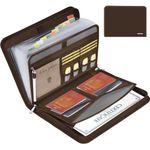 JUNDUN Fireproof Document Organiser - 13 Pockets Expanding File Folder with Zipper & Labels - Portable Waterproof File Organiser with Multi-Pockets Folder for A4 Documents | Receipt and More(Brown)
