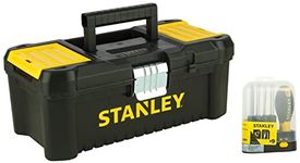 STANLEY STHT62511-8 9-Way Screwdriver Set with Storage Case & STST1-75515 12.5'' Essential Tool Box with Metal Latch (Black and Yellow)