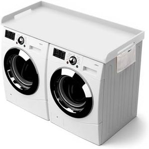 Washer and Dryer Countertop，27.5" x 54" Laundry Countertop with Pockets Washing Machine Textile Top Cover Washer and Dryer Countertop with Handrails (White)