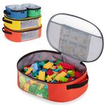 Rexmica 4pcs Toy Storage Organiser Bag Compatible with Lego Bricks, Travel Bag for Building Blocks, Puzzle, Car Toy, Magnetic Tiles, Transparent Zipper Pouch Bag, Toy Storage Container, Ellipse