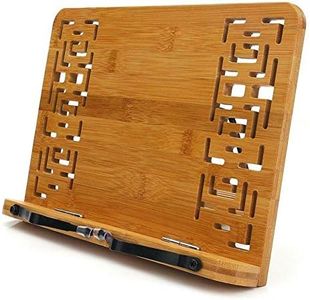 feedal Support de lecture en bambou pour livre de cuisine, document, ordinateur portable, I-pad, support de livre de cuisine, support de livre, support d'affichage PC pliable et réglable