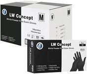 LW Concept Disposable Nitrile Gloves, Chemical Resistant, Powder-Free, Latex-Free, Non-Sterile, Food Safe, 5 Mil, Black, 1000-Count (Medium)