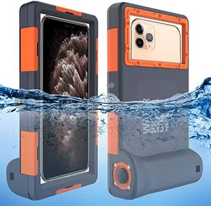 Willbox Professional [15m/50ft] Diving Surfing Swimming Snorkeling Photo Video Waterproof Protective Case Underwater Housing for Galaxy and iPhone Series Smartphones with Lanyard (Orange)