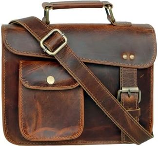 small Leather messenger bag shoulder bag cross body vintage messenger bag for women & men satchel (7 x 9)