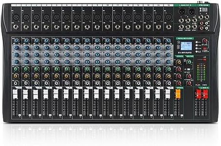 XTUGA 160CT 16 Channel Mixer for PC Recording Sound Controller Audio Interface with Digital Effect Studio Mixer with 48V Phantom Power RCA Input XLR