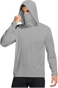 Fishing Shirts for Men Mens UPF 50+ Sun Hoodie with Mask Long Sleeve Fishing Shirts Lightweight Cooling UV Protection Tops with Thumb Hole Gray