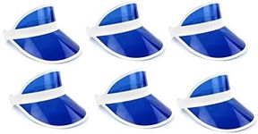 Nicky Bigs Novelties Retro Tennis Beach Plastic Sun Visors Hats, (Pack of 6), Blue, One Size