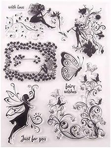 Fairy Wishes Butterfly Magical Fairy Swirls Clear Stamps for Christmas Cards Making Decoration and Scrapbooking Rubber Stamps for Craft